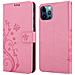 Custodia Compatibile Con Apple Iphone 12 / Iphone 12 Pro (6,1"" Zoll) In Rosa Fiore - Coperchio Protettivo In Design Floreale Con Chiusura Magnetica, Funzione Stand E Slot Per Carte - Foto miniatura 8