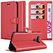 Custodia Compatibile Con Lg Kq51 In Rosso Carminio - Coperchio Protettiva Con Chiusura Magnetica, Funzione Stand E Tasca Per Le Carte - Foto miniatura 1