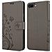 Custodia Compatibile Con Apple Iphone 8 Plus / 7 Plus / 7s Plus In Grigio Fiore - Coperchio Protettivo In Design Floreale Con Chiusura Magnetica, Funzione Stand E Slot Per Carte - Foto miniatura 8