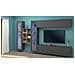 Parete Attrezzata Demetrio, Set Salotto Porta Tv A 4 Ante, Mobile Soggiorno Multiuso, 100% Made In Italy, Cm 280x30h180, Antracite E Acero - Foto miniatura 1