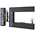 Parete Attrezzata Demetrio, Set Salotto Porta Tv A 4 Ante, Mobile Soggiorno Multiuso, 100% Made In Italy, Cm 280x30h180, Antracite E Acero - Foto miniatura 2