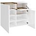Scarpiera Ryan, Mobile Multiuso A 2 Ante E 1 Anta A Ribalta, Portascarpe Da Ingresso, 100% Made In Italy, Cm 80x40h80, Bianco Lucido E Acero - Foto miniatura 4