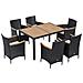 Set Tavolo E Sedie Da Giardino 7 Pezzi In Pe Rattan E Legno Con Cuscini Morbidi, Nero - Foto miniatura 1