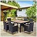 Set Tavolo E Sedie Da Giardino 7 Pezzi In Pe Rattan E Legno Con Cuscini Morbidi, Nero - Foto miniatura 6