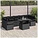 Set Divano da Giardino a 8 Pezzi con Cuscini Nero Polirattan,  Divano da Giardino a 2 Posti con Cuscini Nero Polirattan - Foto miniatura 2