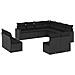 Set Divani da Giardino 11 pz con Cuscini in Polyrattan Nero - Foto miniatura 1