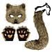 Set Costume Volpe Di Peluche Halloween - Cerchietto Con Orecchie E Coda In Pelliccia Sintetica Accessori Cosplay - Foto miniatura 1