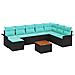 Set Divano da Giardino 9 pcs Nero e Turchese polyrattan - Foto miniatura 1