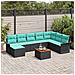 Set Divano da Giardino 9 pcs Nero e Turchese polyrattan - Foto miniatura 2