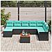 Set Divano da Giardino 9 pcs Nero e Turchese polyrattan - Foto miniatura 3