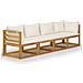 Divano da Giardino a 4 Posti con Cuscino Crema Massello Acacia - Foto miniatura 1