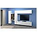 Parete Attrezzata Danilo, Set Salotto Porta Tv A 4 Ante, Mobile Soggiorno Multiuso, 100% Made In Italy, Cm 280x30h180, Bianco Lucido E Acero - Foto miniatura 1