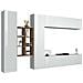 Parete Attrezzata Danilo, Set Salotto Porta Tv A 4 Ante, Mobile Soggiorno Multiuso, 100% Made In Italy, Cm 280x30h180, Bianco Lucido E Acero - Foto miniatura 2