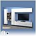 Parete Attrezzata Danilo, Set Salotto Porta Tv A 4 Ante, Mobile Soggiorno Multiuso, 100% Made In Italy, Cm 280x30h180, Bianco Lucido E Acero - Foto miniatura 4