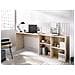 Scrivania Mulaz, Scrittoio Multiposizione Da Ufficio O Cameretta, Tavolo Da Studio Angolare Con Scaffali, 121x96h74 Cm, Rovere - Foto miniatura 1
