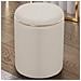 Pouf Contenitore Ecopelle Beige Decoro Oro Poggiapiedi Seduta Imbottita 35x45cm - Foto miniatura 4