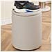 Pouf Contenitore Ecopelle Beige Decoro Oro Poggiapiedi Seduta Imbottita 35x45cm - Foto miniatura 5