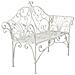 Panca In Ferro Battutto Da Esterno Florie Bianco Antico - Foto miniatura 1