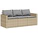 Divano Da Giardino Con Cuscini A 3 Posti Beige In Polyrattan - Foto miniatura 1
