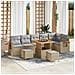 Set di Divani da Giardino 9 Pezzi con Cuscini Beige Polyrattan Acacia, Set da Pranzo Giardino 3 Pezzi con Cuscini Beige Polyrattan Acacia - Foto miniatura 2