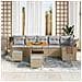 Set di Divani da Giardino 9 Pezzi con Cuscini Beige Polyrattan Acacia, Set da Pranzo Giardino 3 Pezzi con Cuscini Beige Polyrattan Acacia - Foto miniatura 3