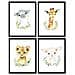 Set Di 4 Stampe Fogli Con Le Illustrazioni Di Animali. Poster Con Le Immagini Dei Bambini Animali. Girafa Capra Ippopotami E Leoni Senza Cornice A4 - Foto miniatura 1
