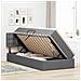 Letto con contenitore e LED Grigio scuro 90 x 190 cm Tessuto - Foto miniatura 4