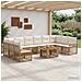 Set Divano da Giardino 11 pz Naturale e Bianco Crema polyrattan - Foto miniatura 5