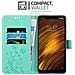 Custodia Compatibile Con Xiaomi Pocophone F1 In Turchese Fiore - Coperchio Protettivo In Design Floreale Con Chiusura Magnetica, Funzione Stand E Slot Per Carte - Foto miniatura 2