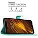 Custodia Compatibile Con Xiaomi Pocophone F1 In Turchese Fiore - Coperchio Protettivo In Design Floreale Con Chiusura Magnetica, Funzione Stand E Slot Per Carte - Foto miniatura 3