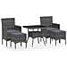 Set Pranzo Da Giardino 5 Pz Polyrattan E Vetro Temperato Grigio - Foto miniatura 1