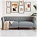 Divano Chesterfield A 3 Posti Grigio Chiaro In Tessuto - Foto miniatura 8