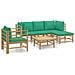 Set Salotto Da Giardino 6pz Con Cuscini Verdi Bambù - Foto miniatura 1