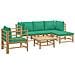 Set Salotto Da Giardino 6pz Con Cuscini Verdi Bambù - Foto miniatura 2