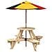 Tavolo Picnic Per 4 Bambini Con Ombrellone Rotondo Legno Abete - Foto miniatura 2