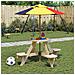 Tavolo Picnic Per 4 Bambini Con Ombrellone Rotondo Legno Abete - Foto miniatura 1