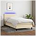 Letto a Molle con Materasso e LED Crema 80x200 cm in Tessuto - Foto miniatura 3