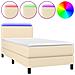 Letto a Molle con Materasso e LED Crema 80x200 cm in Tessuto - Foto miniatura 1