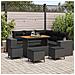 Set di Divani da Giardino  9 Pezzi con Cuscini Nero Polyrattan Acacia, Set di Pranzo da Giardino  4 Pezzi con Cuscini Nero Polyrattan Acacia - Foto miniatura 2