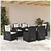 Set da Pranzo per Giardino 7 pcs Nero polyrattan - Foto miniatura 4