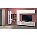 Parete Attrezzata Davis, Set Salotto Porta Tv A 4 Ante, Mobile Soggiorno Multiuso Con Vetrina E Luce Led, 100% Made In Italy, Cm 310x30h180, Bianco Lucido E Acero - Foto miniatura 1