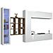 Parete Attrezzata Davis, Set Salotto Porta Tv A 4 Ante, Mobile Soggiorno Multiuso Con Vetrina E Luce Led, 100% Made In Italy, Cm 310x30h180, Bianco Lucido E Acero - Foto miniatura 2
