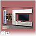 Parete Attrezzata Davis, Set Salotto Porta Tv A 4 Ante, Mobile Soggiorno Multiuso Con Vetrina E Luce Led, 100% Made In Italy, Cm 310x30h180, Bianco Lucido E Acero - Foto miniatura 4