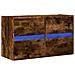 Mobile Tv A Parete Con Luci Led Rovere Fumo 80x31x45 Cm - Foto miniatura 3