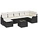 Set Divano da Giardino  8 Pezzi con Cuscini Nero Polyrattan, Divano da Giardino  a 2 Posti con Cuscini Nero Polyrattan - Foto miniatura 1