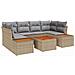 Set Divano da Giardino 7 Pezzi con Cuscini Beige Polyrattan Acacia - Foto miniatura 1