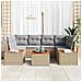 Set Divano da Giardino 7 Pezzi con Cuscini Beige Polyrattan Acacia - Foto miniatura 3