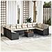 Set Divano Giardino 11 pezzi con Cuscini Nero Polyrattan Acacia - Foto miniatura 2