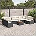 Set Divano Giardino 11 pezzi con Cuscini Nero Polyrattan Acacia - Foto miniatura 3