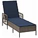 Lettino Prendisole Grigio PE Rattan 157 x 55 x 92 cm Pieghevole - Foto miniatura 1